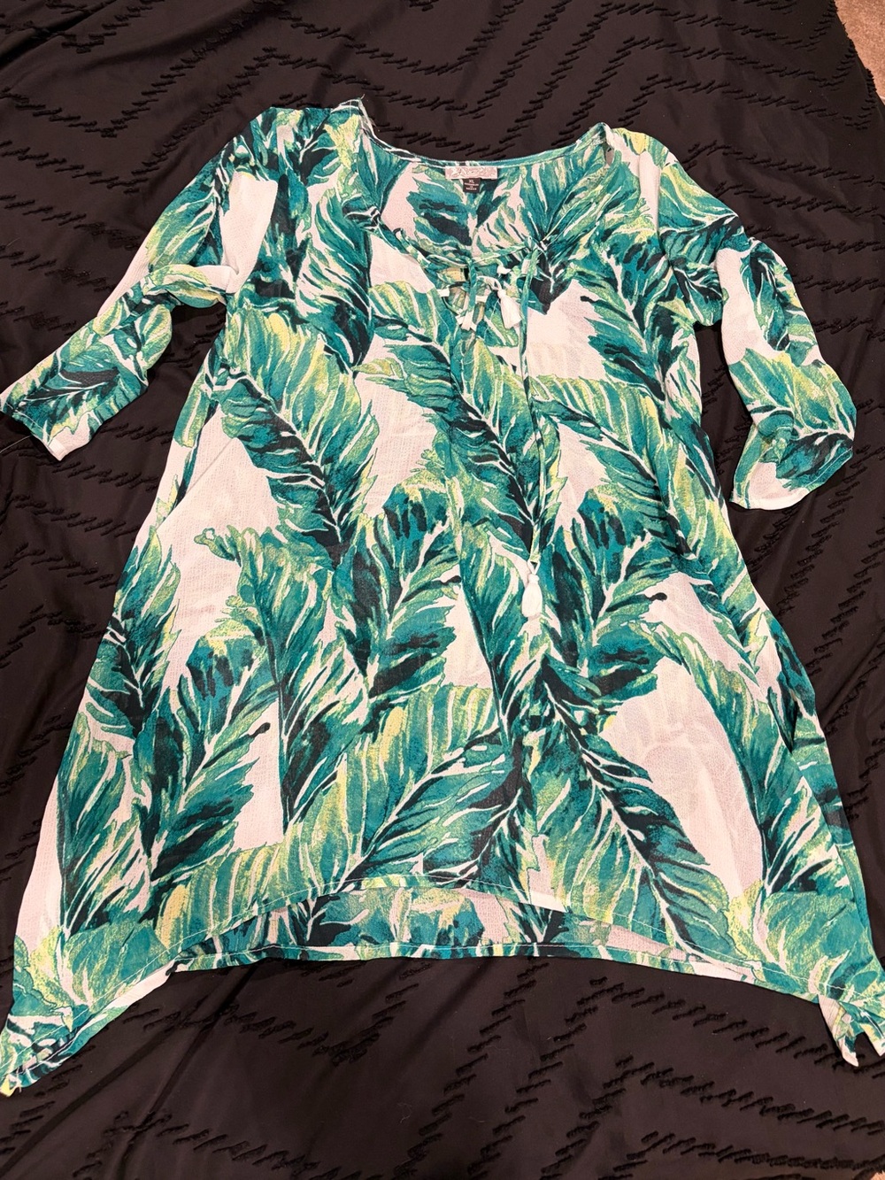 J Valdi Women’s Green Palm-Print Swim Cover-Up Tunic